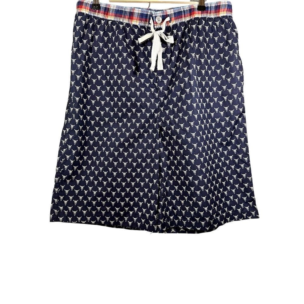 CREMIEUX Men's Cotton Cow Skull Lounge Sleep Shorts Blue Size Large Tall